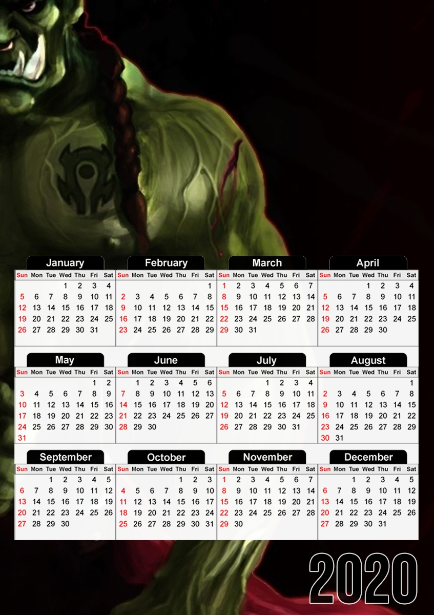 Warcraft Horde Orc für A3 Fotokalender 30x43cm