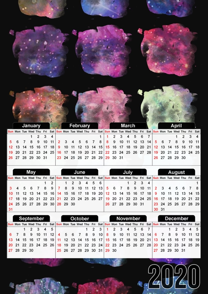 Watercolor Space für A3 Fotokalender 30x43cm