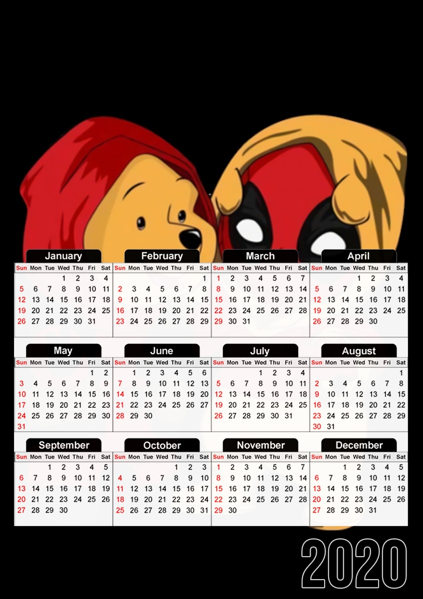 Winnnie the Pooh x Deadpool für A3 Fotokalender 30x43cm