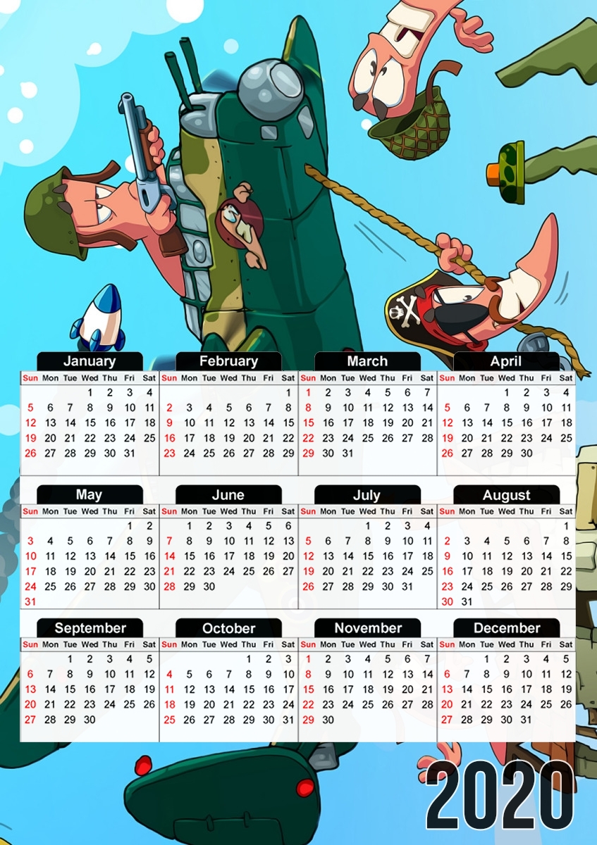 Worms Art Fan Gamer für A3 Fotokalender 30x43cm