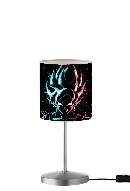 Black Goku Face Art Blue and pink hair für Tisch- / Nachttischlampe