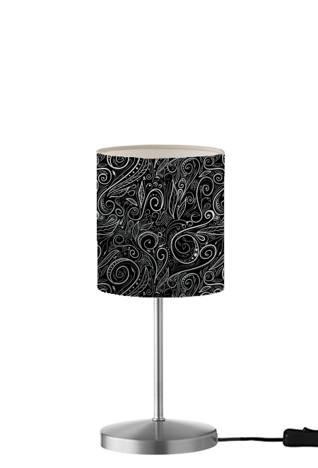 Black Silver Damasks für Tisch- / Nachttischlampe