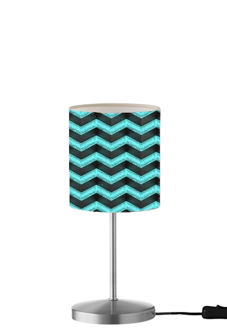 Blue Glitter Chevron für Tisch- / Nachttischlampe