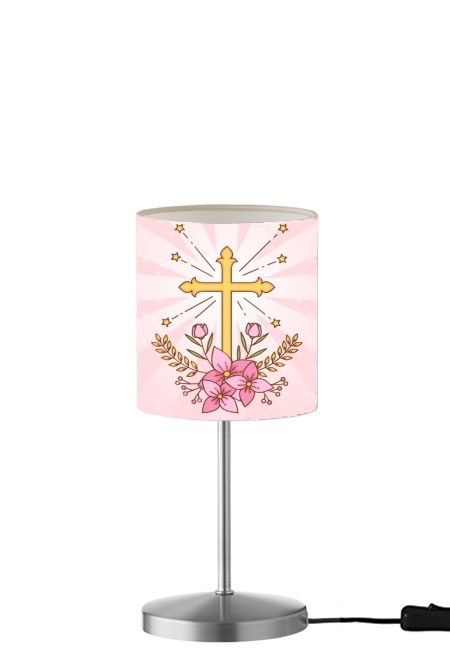 Communion cross with flowers girl für Tisch- / Nachttischlampe