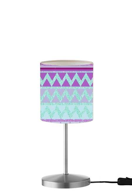 Tribal Chevron in pink and mint glitter für Tisch- / Nachttischlampe