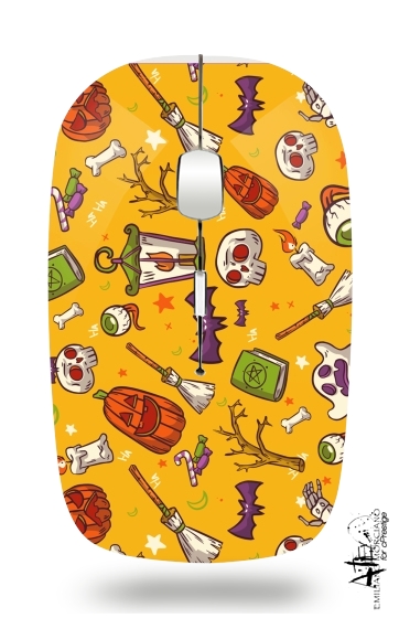 Yellow Halloween Pattern für Kabellose optische Maus mit USB-Empfänger